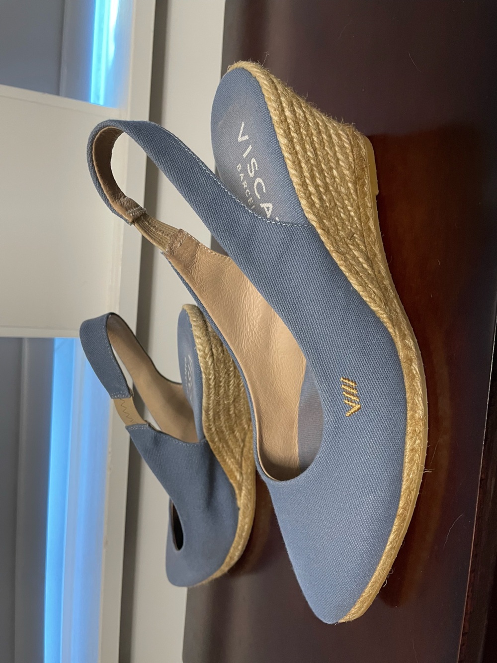 Viscata Blue Canvas Espadrille Wedge Slingback